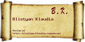 Blistyan Klaudia névjegykártya